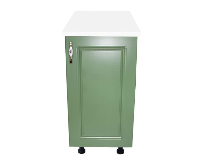Corp inferior cu 1 Usa Zebra, Alb/MDF Verde, si blat Alb 40 x 85 x 60